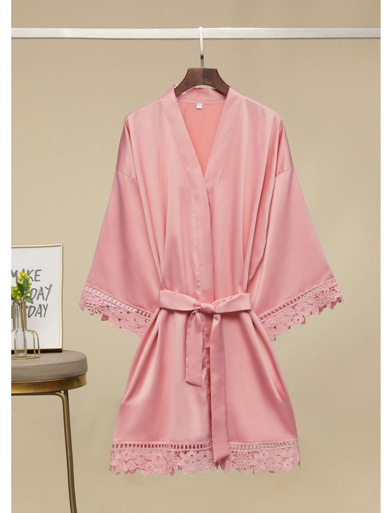 Pink Satin Robe